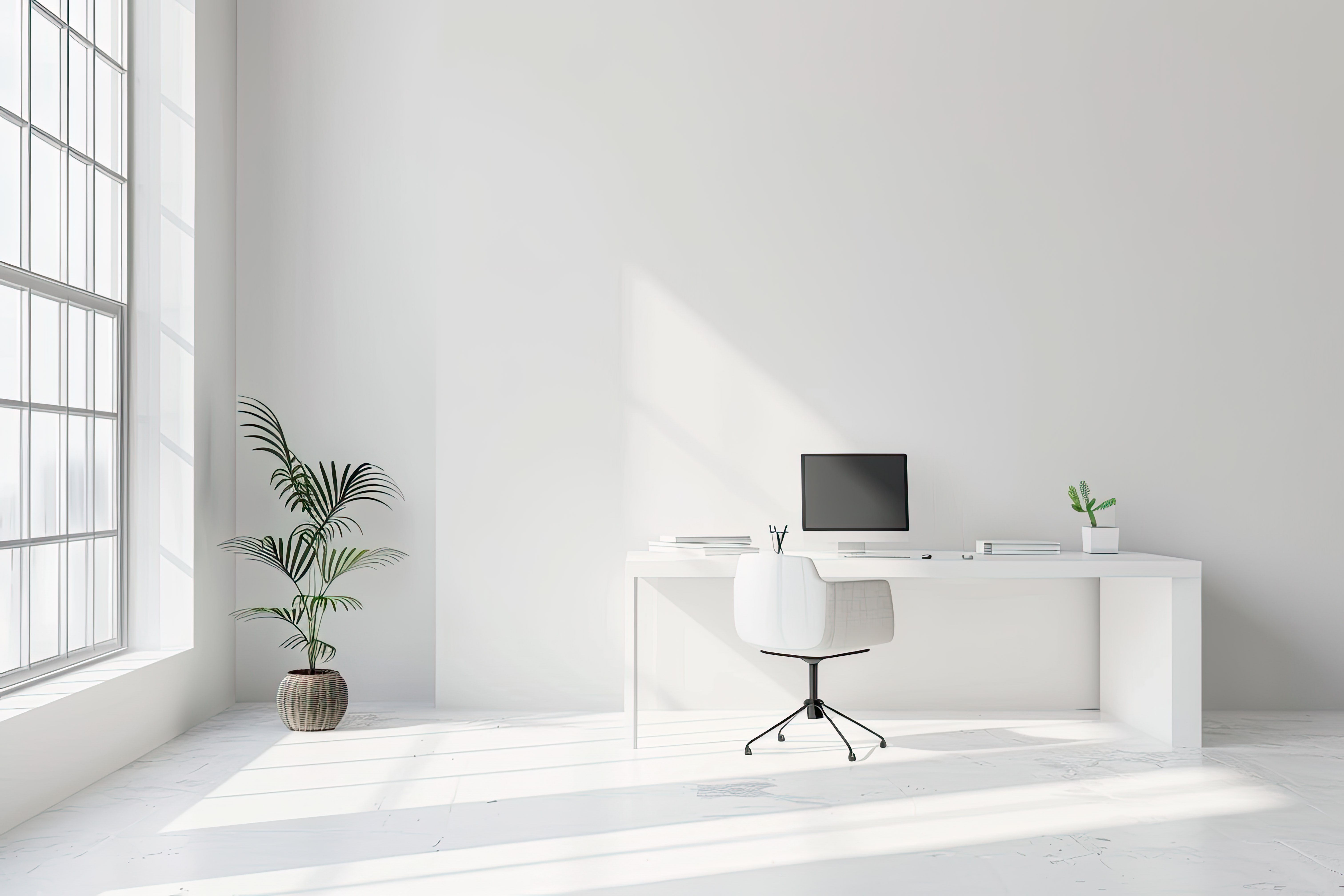 Hero workspace with a computer in the background